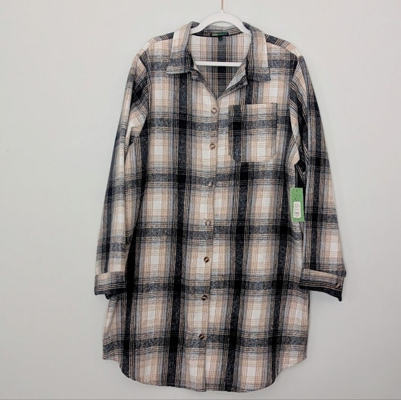 NWT Green Goddess Heavy Flannel Cardigan, Oversized Shirt Or Dress 3X - Picture 1 of 6